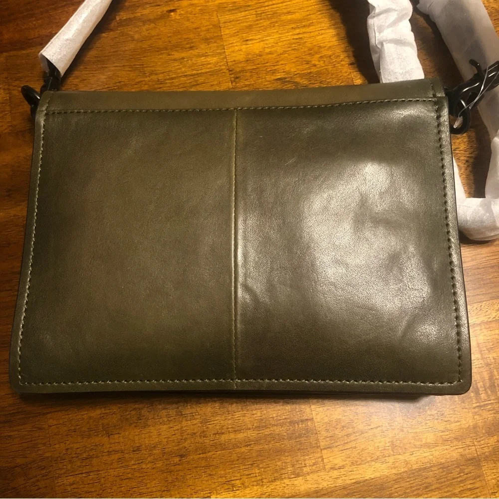 NWT $328 FRYE Samantha Quilted Leather Crossbody Bag in Fatigue!